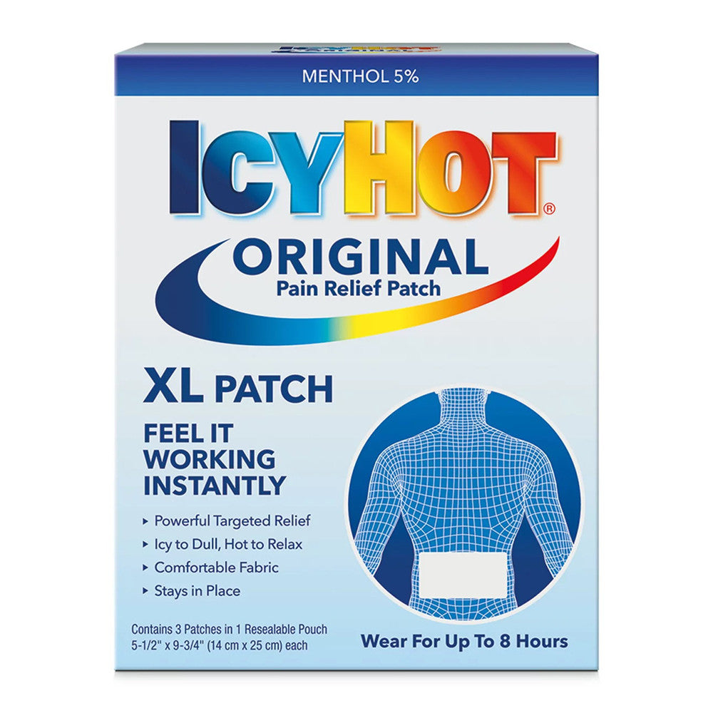 Icy Hot Original XL Pain Relief Patch (3 Count in pack) for Fast acting, 1 Ea